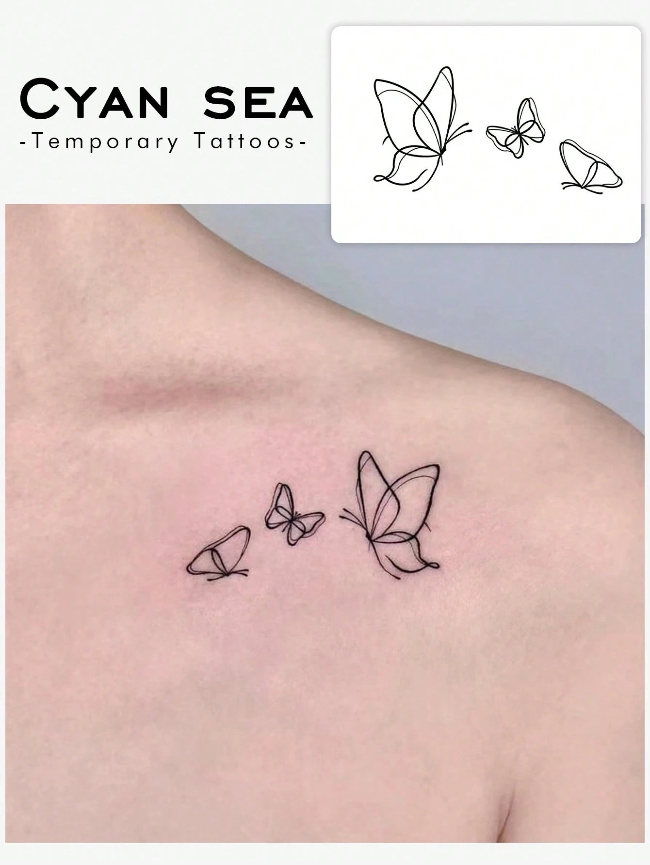 17992 1b-055 Pegatina De Tatuaje Mariposa
