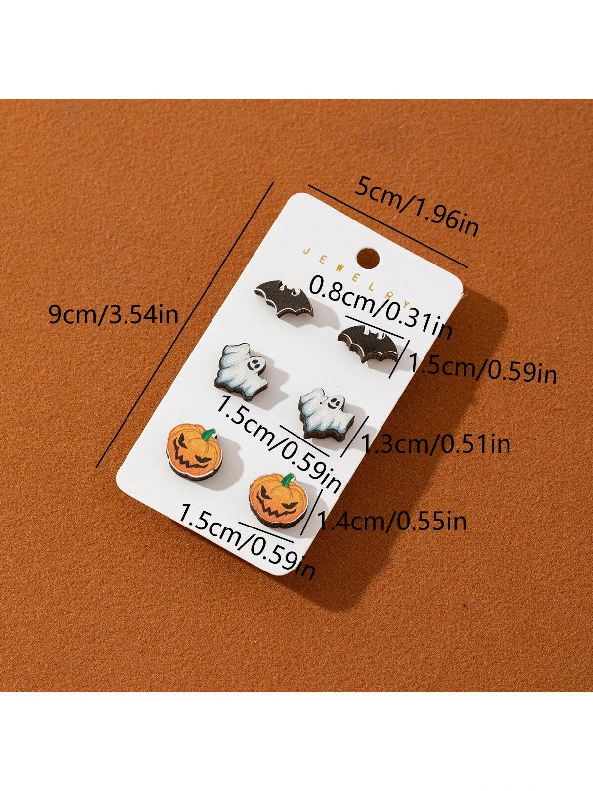 16074 2b-01-03 Aretes Diseño Halloween 3 Pares