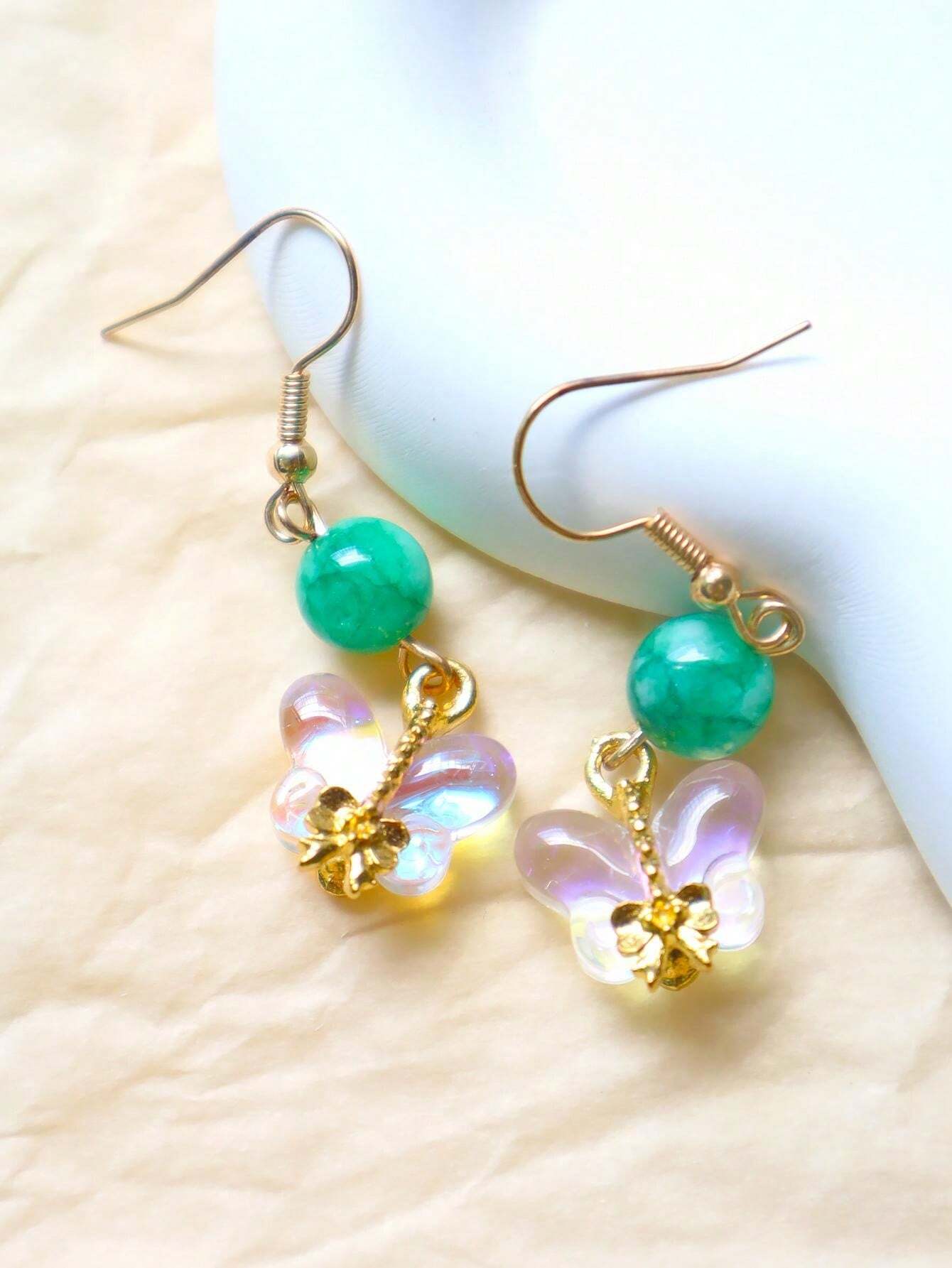 15140 1b-006 Pendientes colgantes lazo de mariposa 1 Par