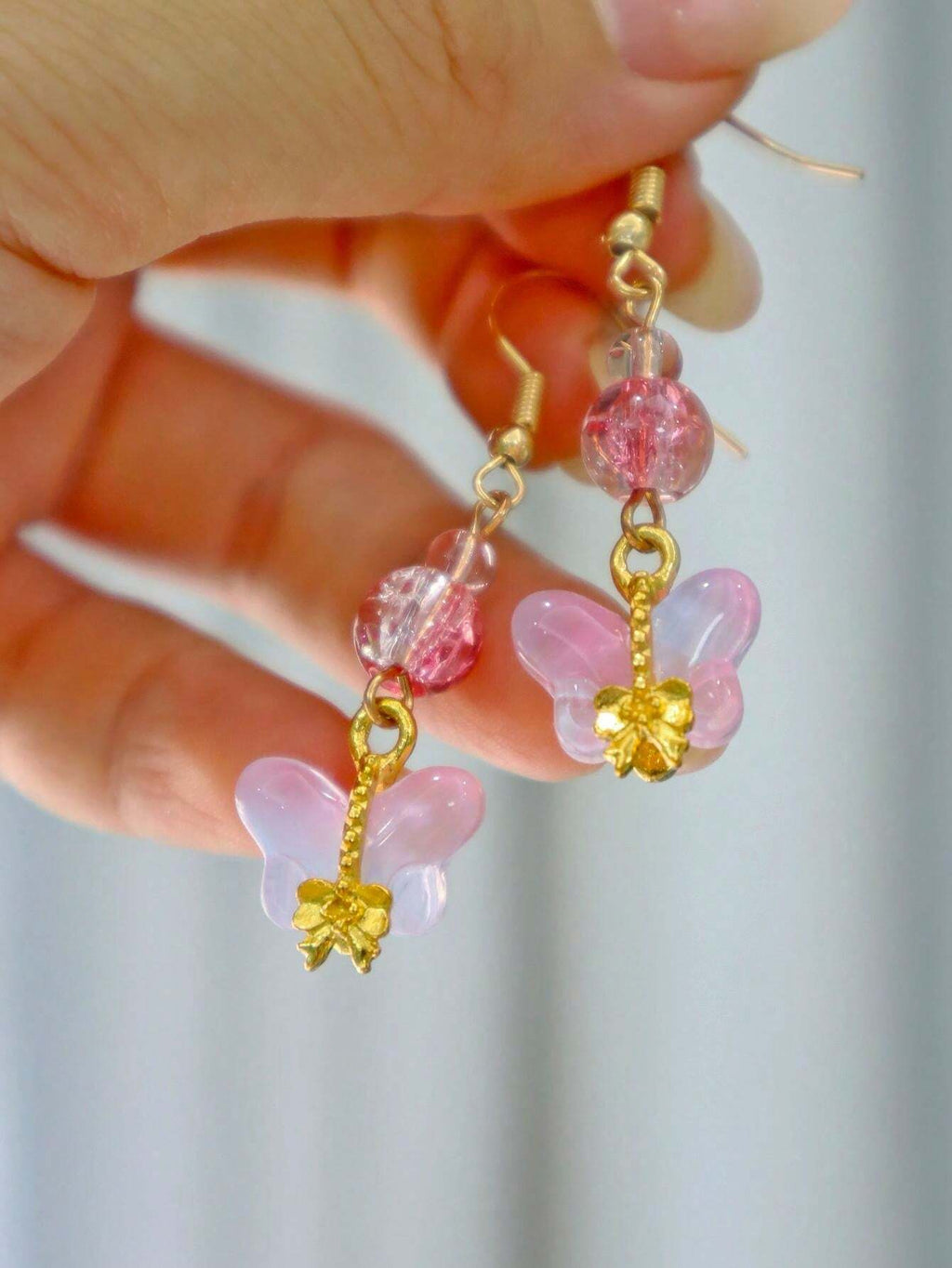 15140 1b-006 Pendientes colgantes lazo de mariposa 1 Par