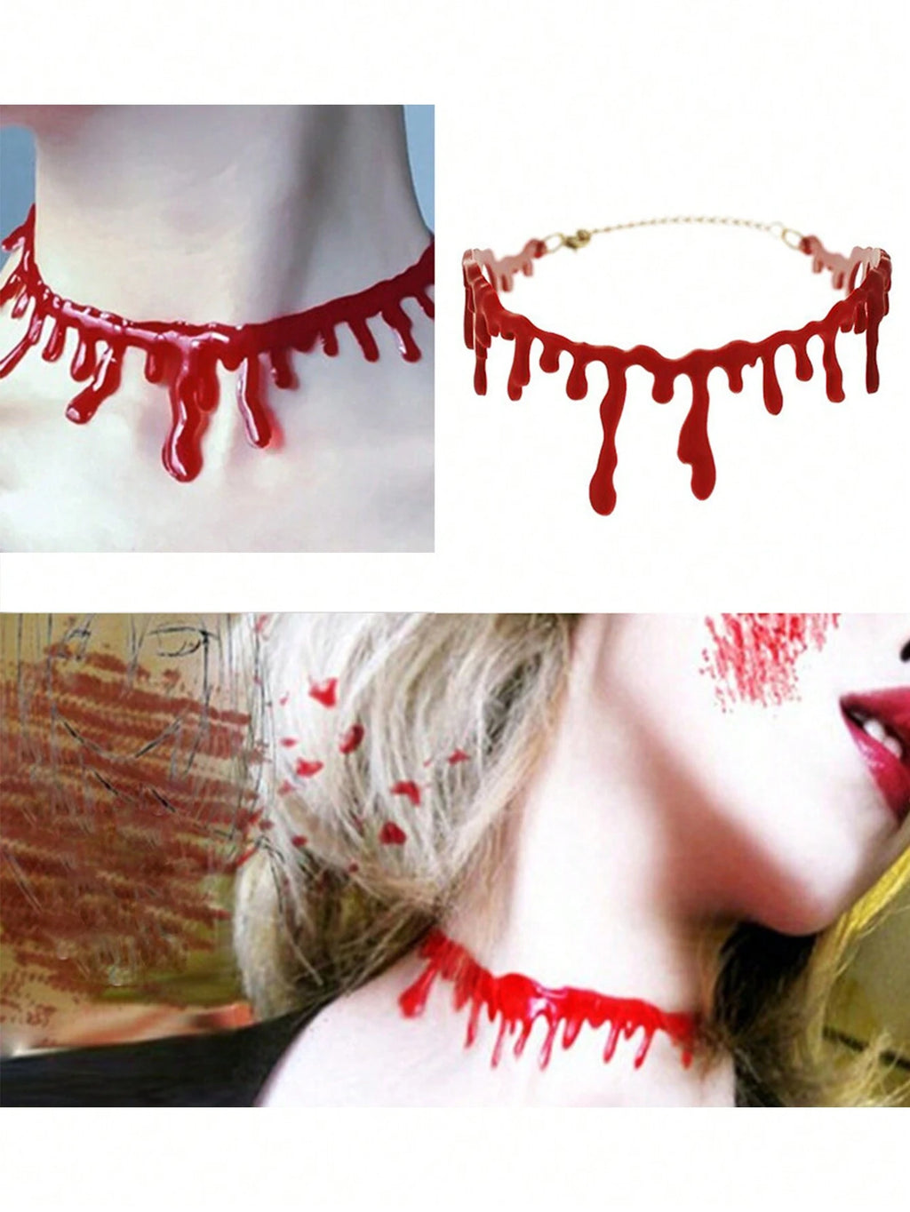 16108 1b-045 Collar diseño sangre para Halloween 1 Pza