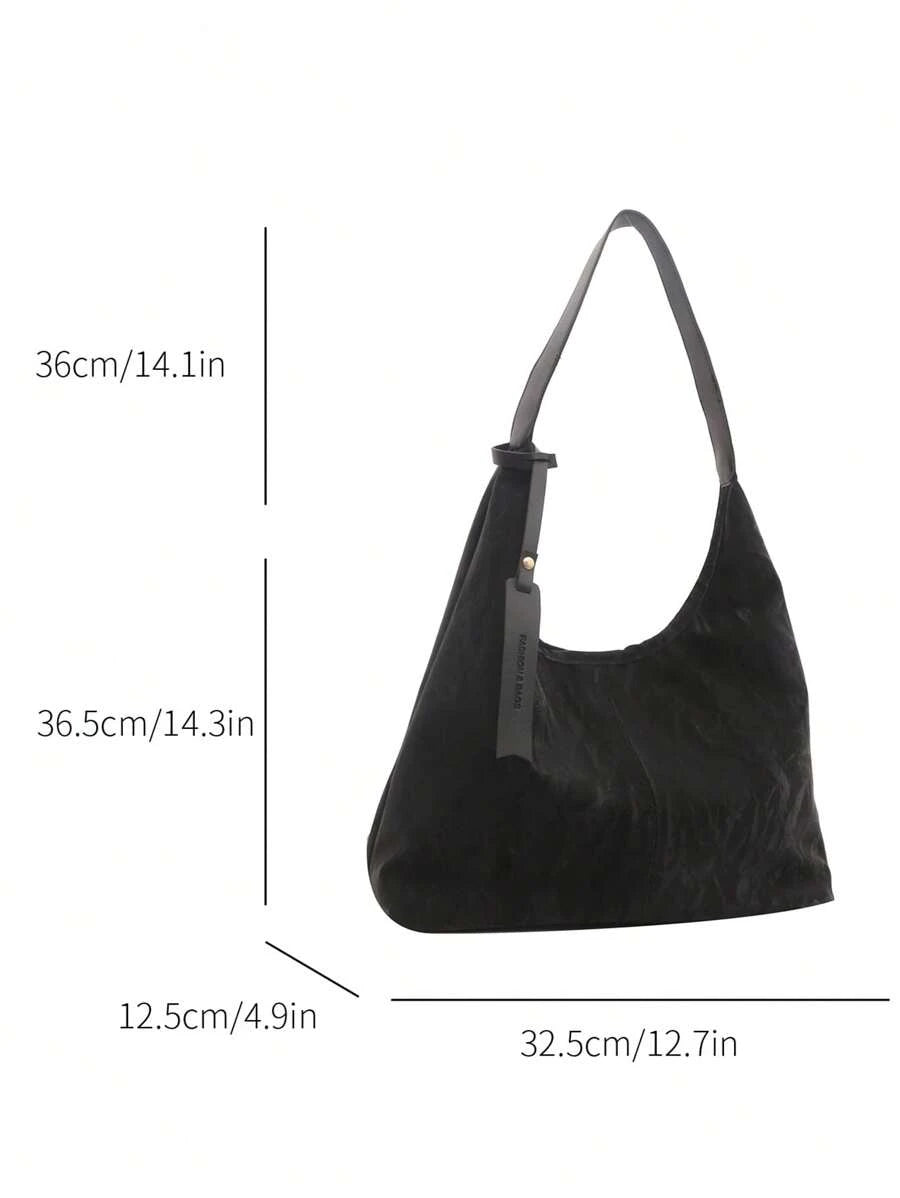 14944 1c-02-13 Bolso de tela grande de unicolor versátil y sencillo