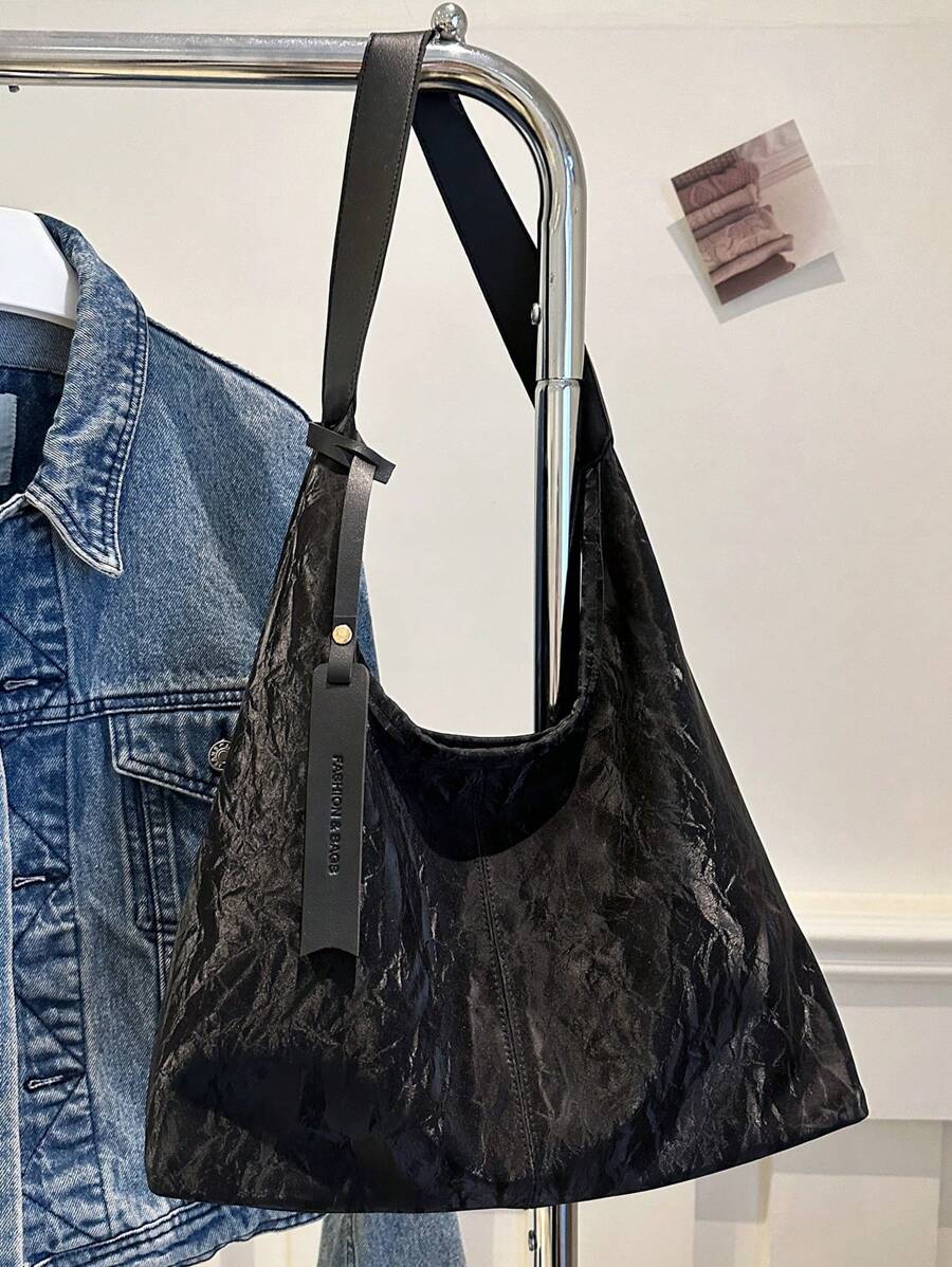 14944 1c-02-13 Bolso de tela grande de unicolor versátil y sencillo