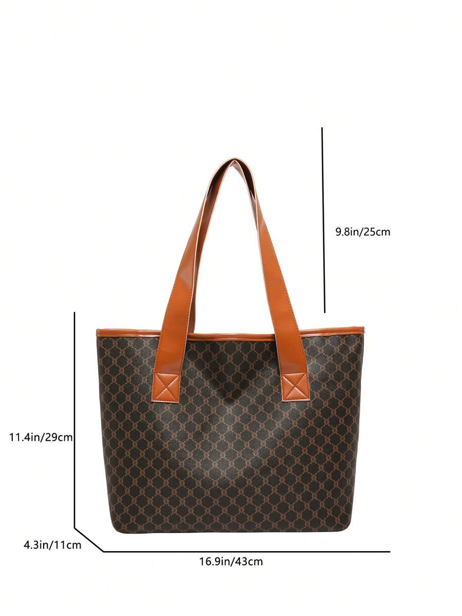 14680 1c-03-13 Bolso de tote de gran capacidad con bloques de color de estilo floral