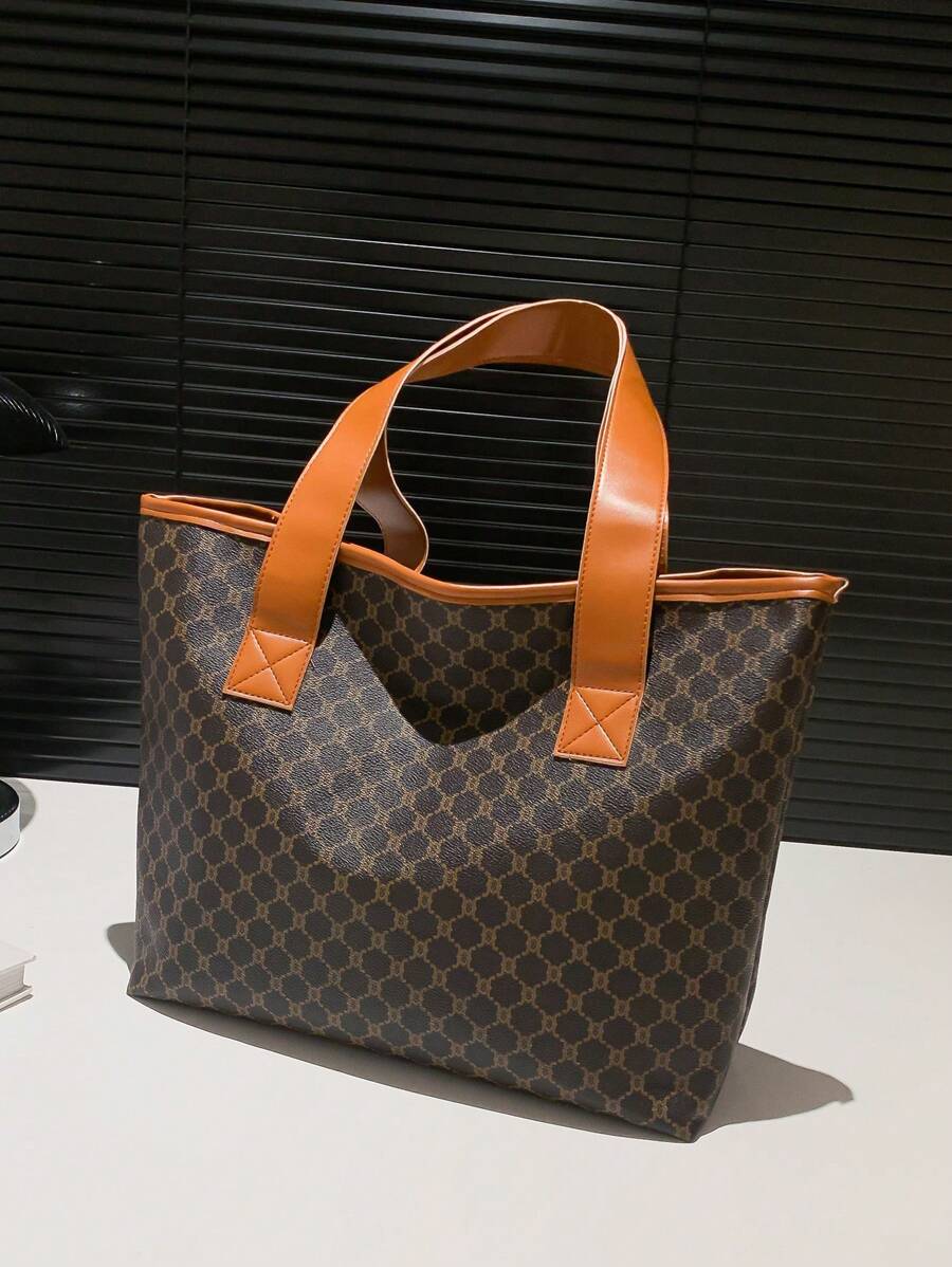 14680 1c-03-13 Bolso de tote de gran capacidad con bloques de color de estilo floral
