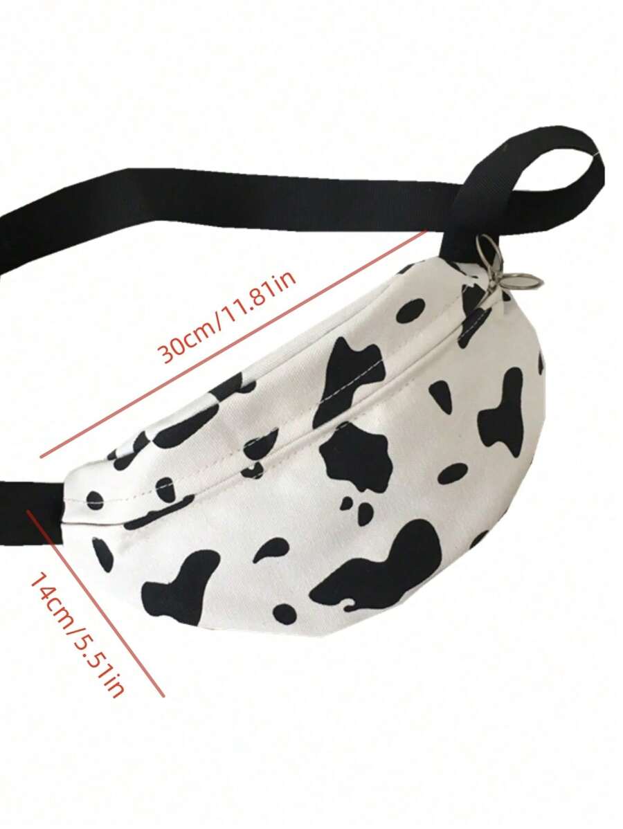 14593 1a-057 Bolso cruzado de un solo hombro con estampado de vaca