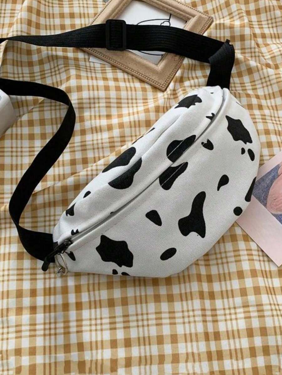 14593 1a-029 Bolso cruzado de un solo hombro con estampado de vaca