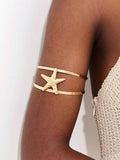 15177 1b-019 Brazalete de mujer de línea doble con estrella y estrella de mar abierto