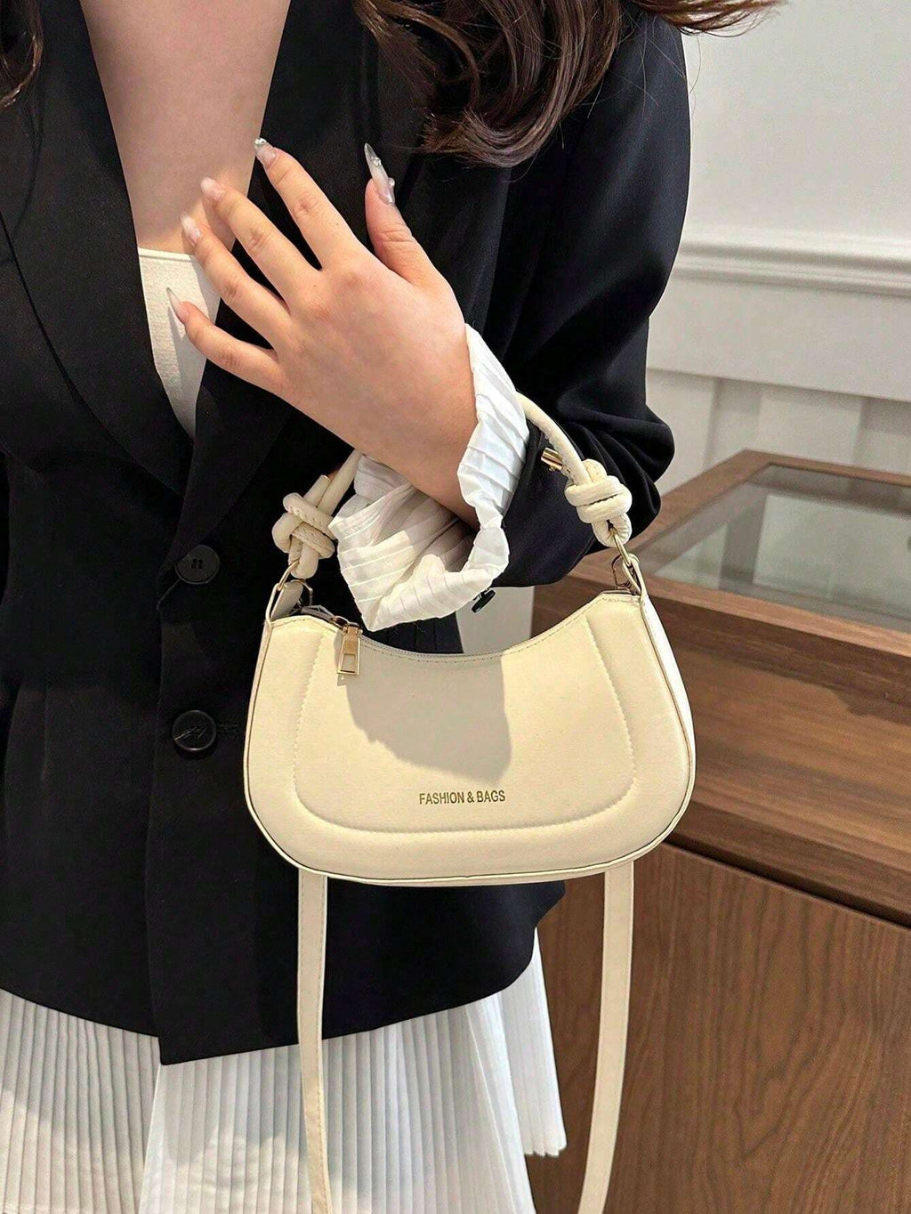 14922 1c-02-09 bolso de mano y de hombro de PU informal con correa ajustable