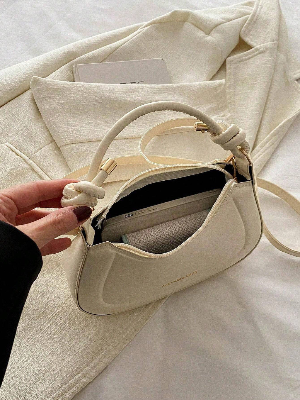 14922 1c-02-09 bolso de mano y de hombro de PU informal con correa ajustable