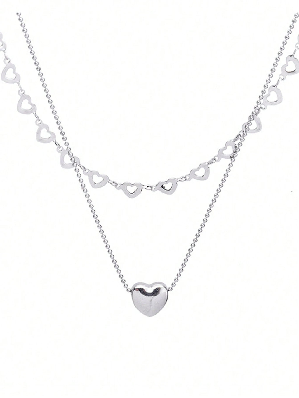 16414 1b-042 Collar en capas con corazón 1 Pza
