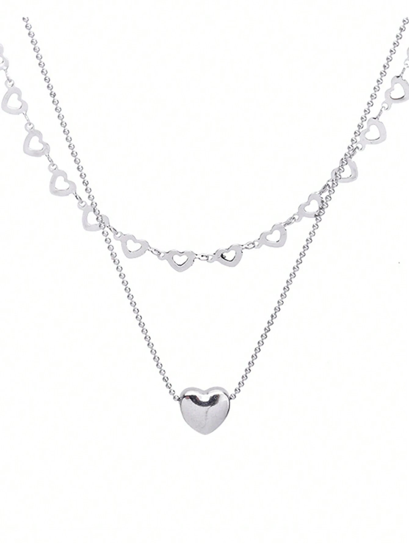 16414 1b-042 Collar en capas con corazón 1 Pza