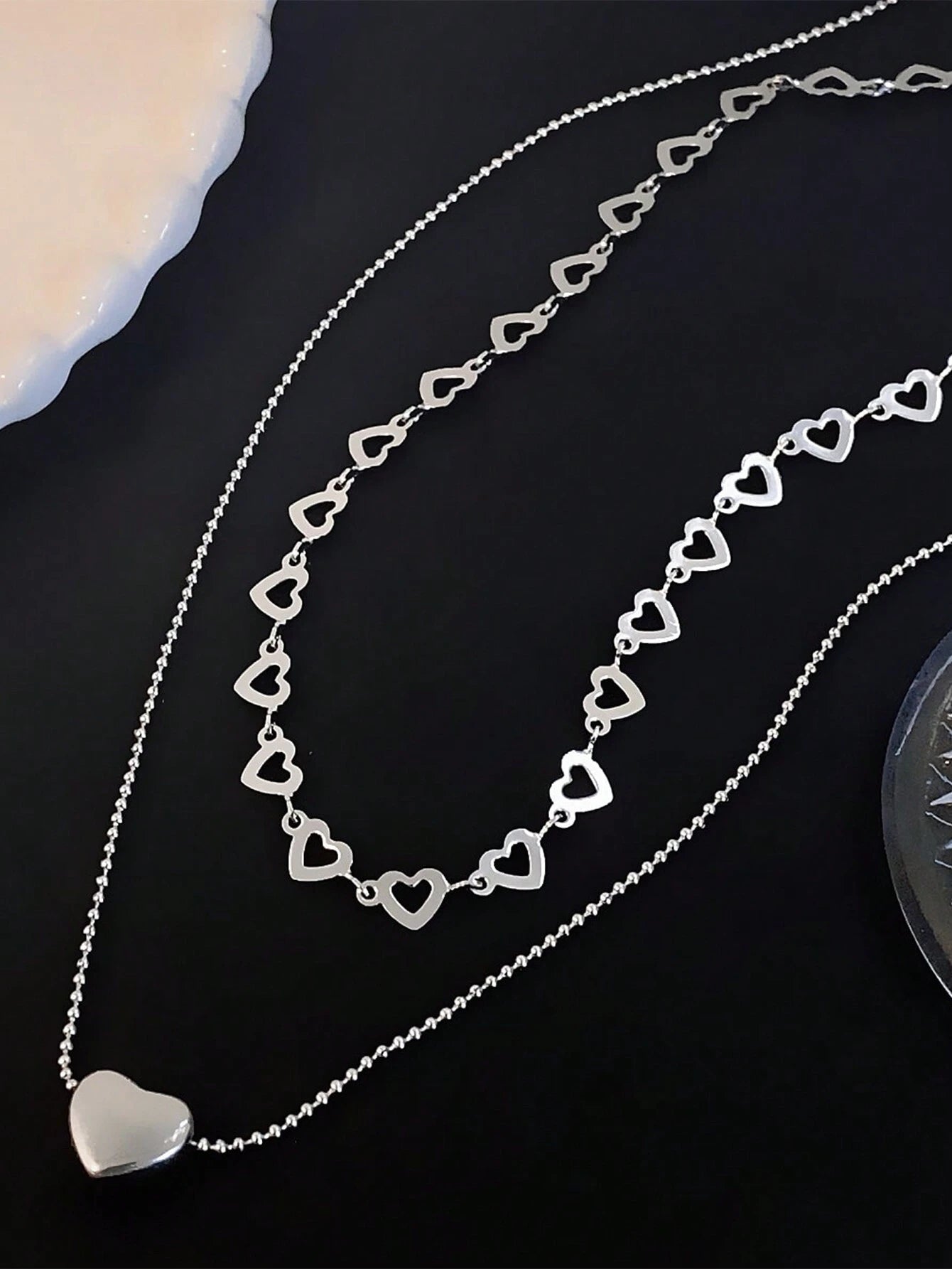 16414 1b-042 Collar en capas con corazón 1 Pza