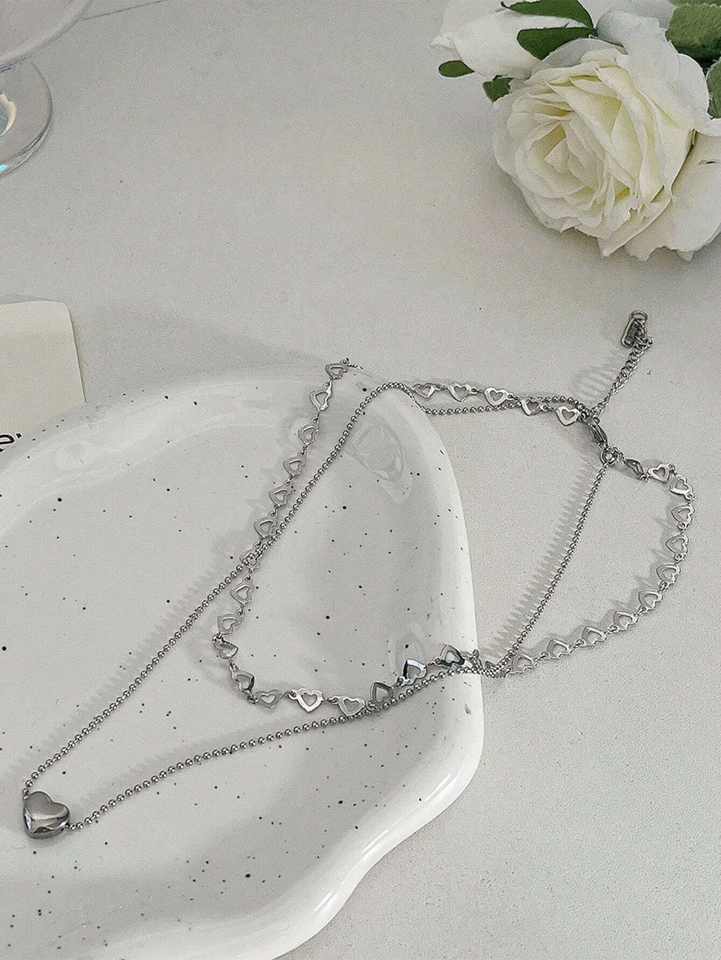 16414 1b-042 Collar en capas con corazón 1 Pza