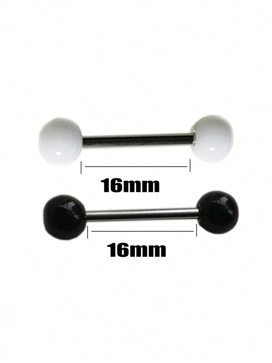 15310 1b-052 1 pieza Piercing de lengua de doble cabezal de acrilico y acero de titanio