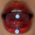 15310 1b-052 1 pieza Piercing de lengua de doble cabezal de acrilico y acero de titanio