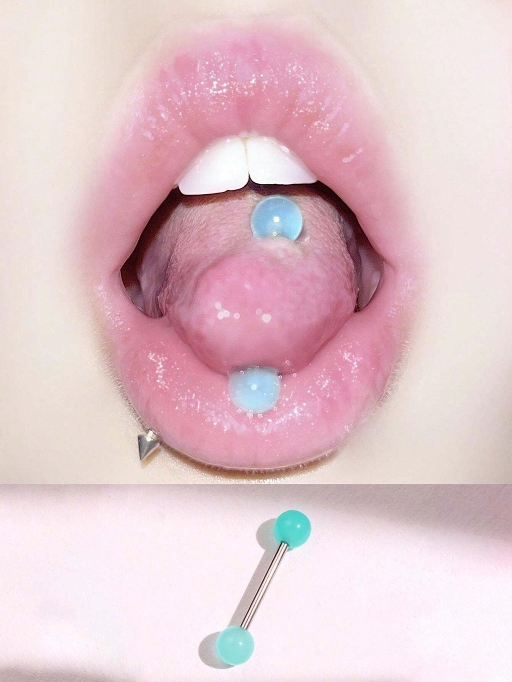 15284 1b-052 1 pieza Arete de lengua de color verde