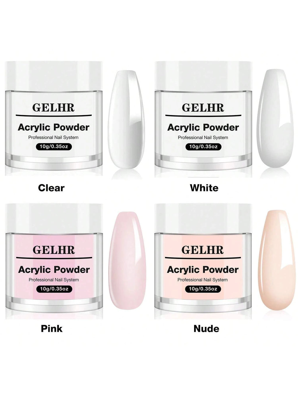 15256 1b-029 Polvos para uñas de acrílico 4 Pzas
