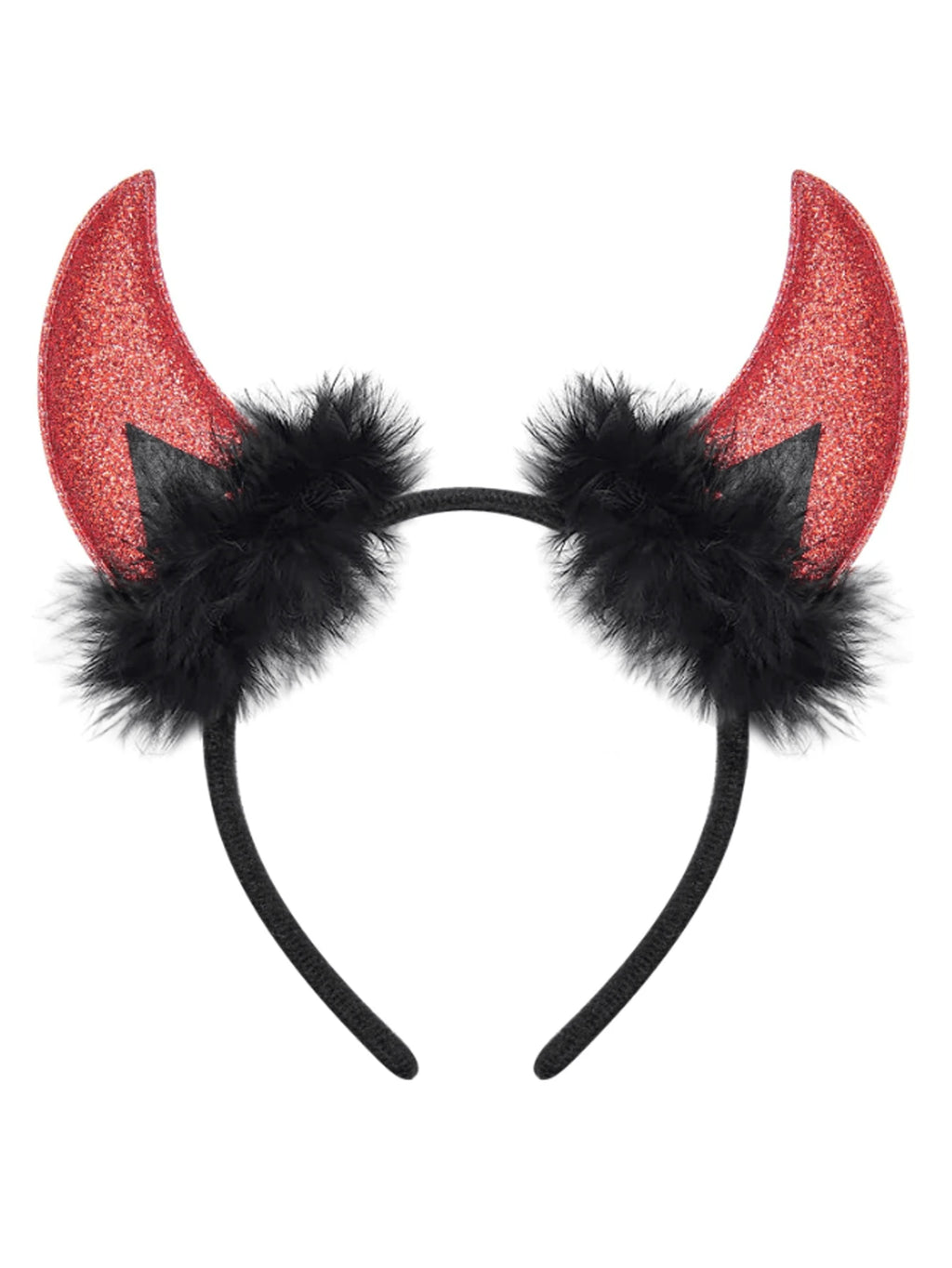 15037 1c-030 1 pieza Diadema con cuernos de diablo de plástico rojo
