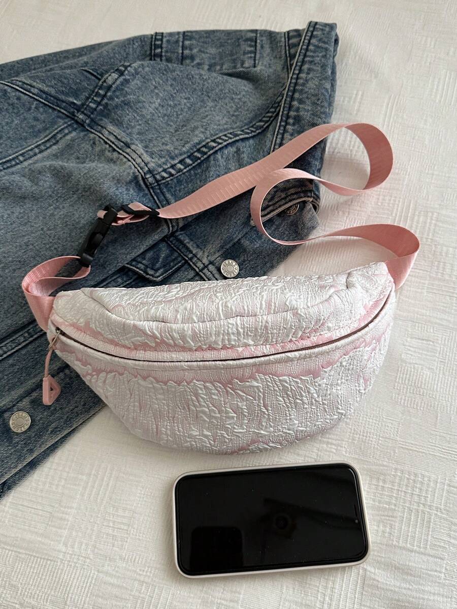 14596 1a-029 Bolso bandolera con patrón en relieve de moda y sencillo