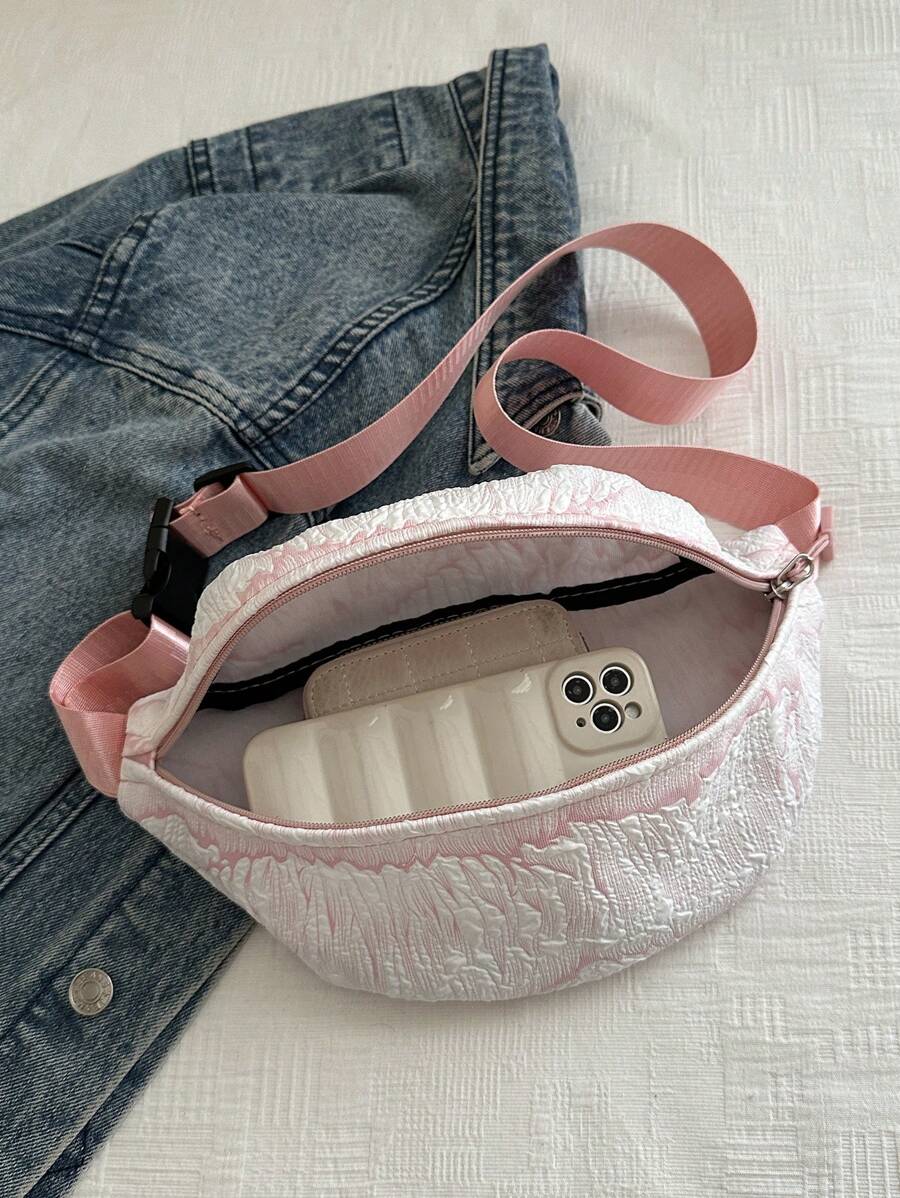 14596 1a-029 Bolso bandolera con patrón en relieve de moda y sencillo