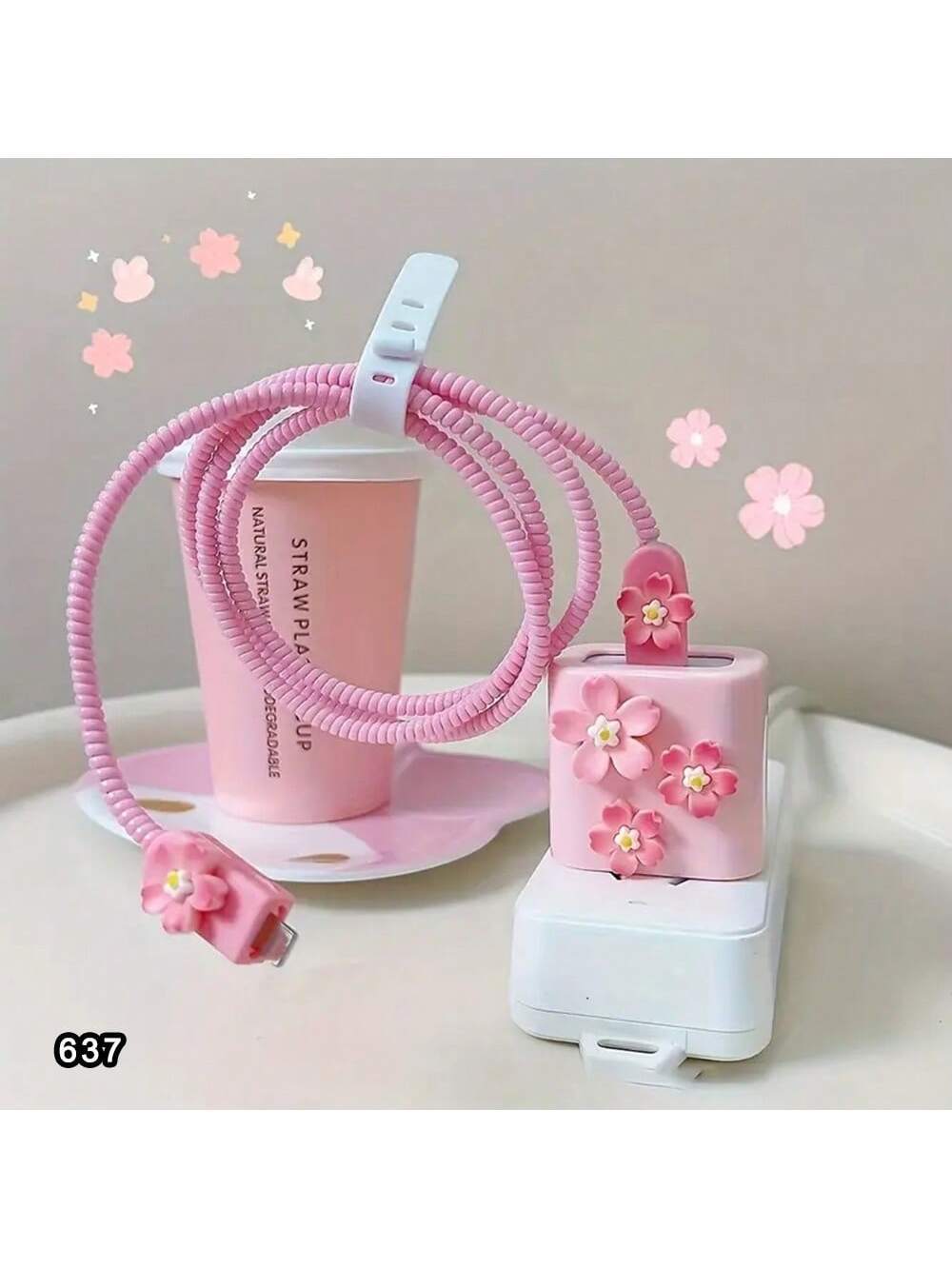 17932 1b-056 Funda protectora diseño de flor de cerezo 5 Pzas