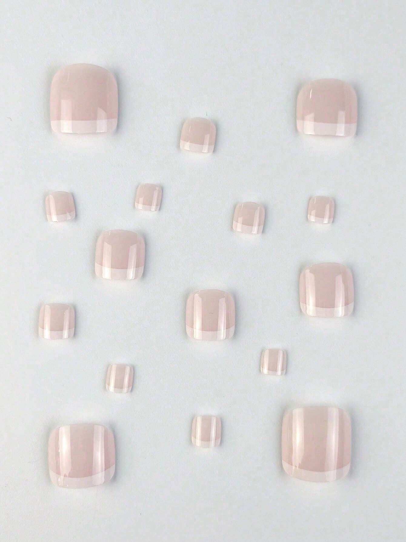 18539 1b-067 Uñas minimalistas en color rosado pálido 24 Pzas