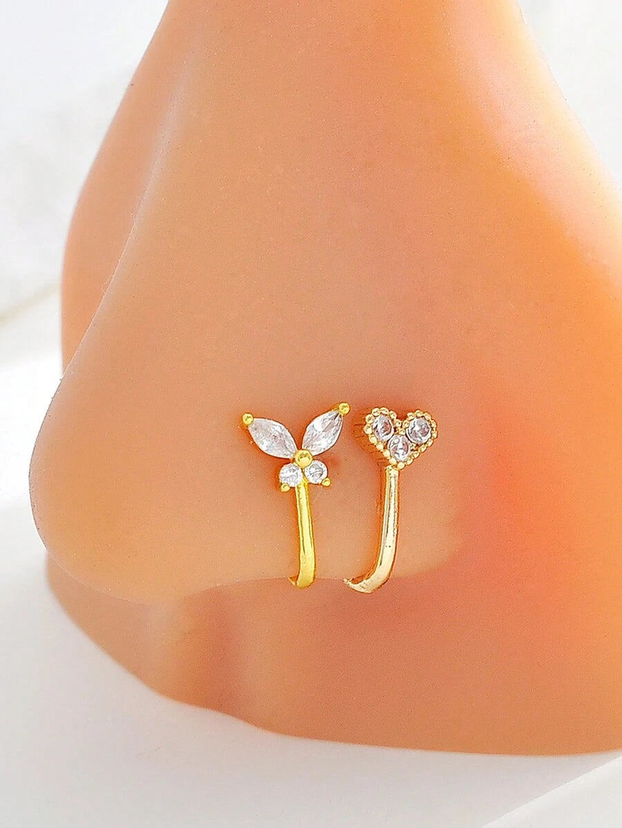 15278 1b-052 2 piezas Joyería de piercings de pezón falsos en forma de mariposa