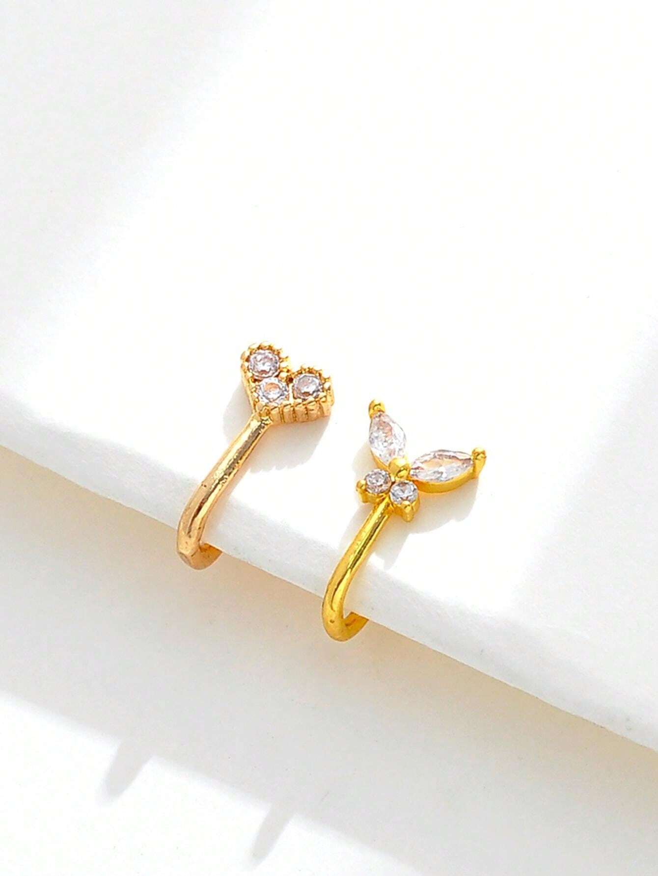 15278 1b-052 2 piezas Joyería de piercings de pezón falsos en forma de mariposa