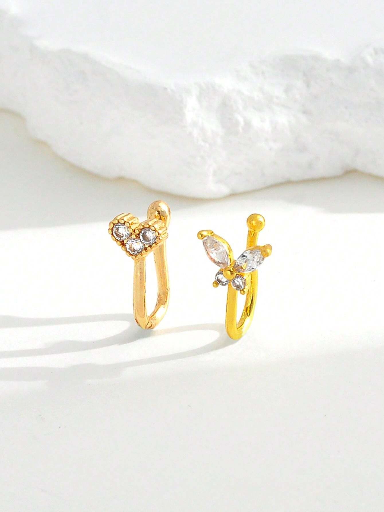 15278 1b-052 2 piezas Joyería de piercings de pezón falsos en forma de mariposa