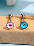 16295 1b-052 Joyería de piercing de lengua con forma de ojo metálico holográfico