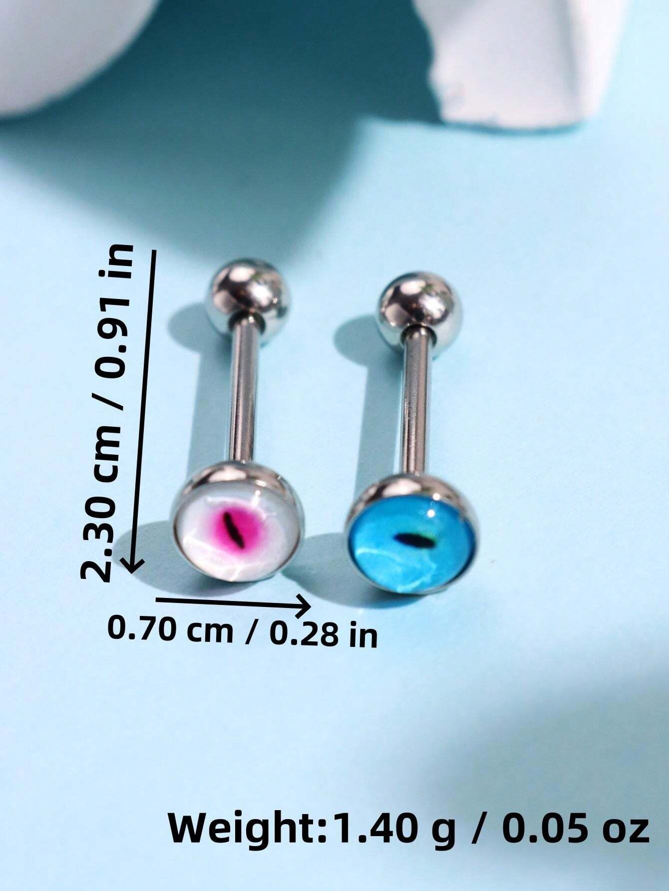 16295 1b-052 Joyería de piercing de lengua con forma de ojo metálico holográfico