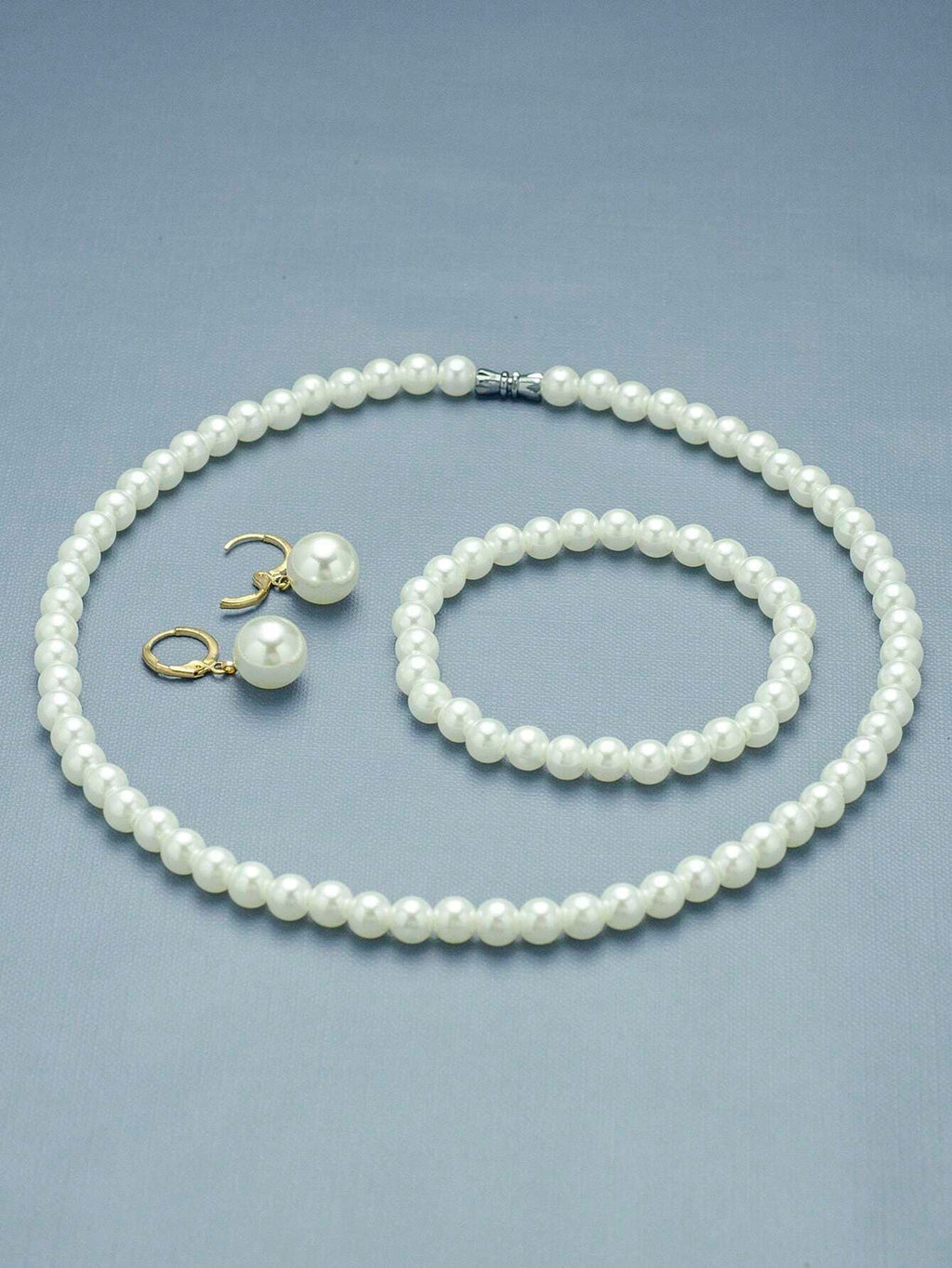 15692 1b-015 Conjunto de joyas de perlas 4 Pzas