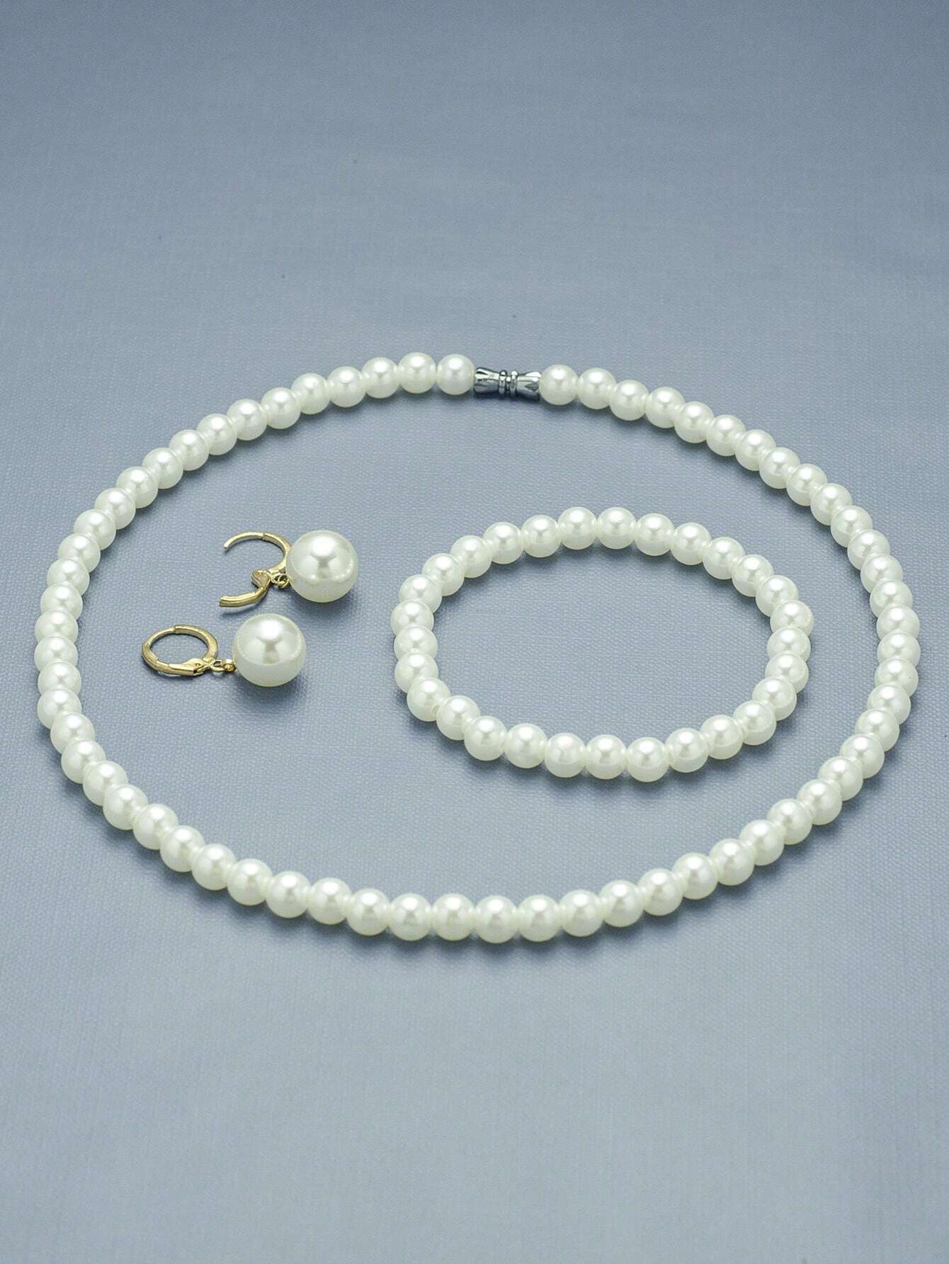 15692 1b-015 Conjunto de joyas de perlas 4 Pzas