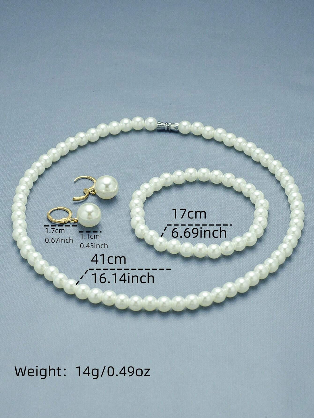 15692 1b-015 Conjunto de joyas de perlas 4 Pzas