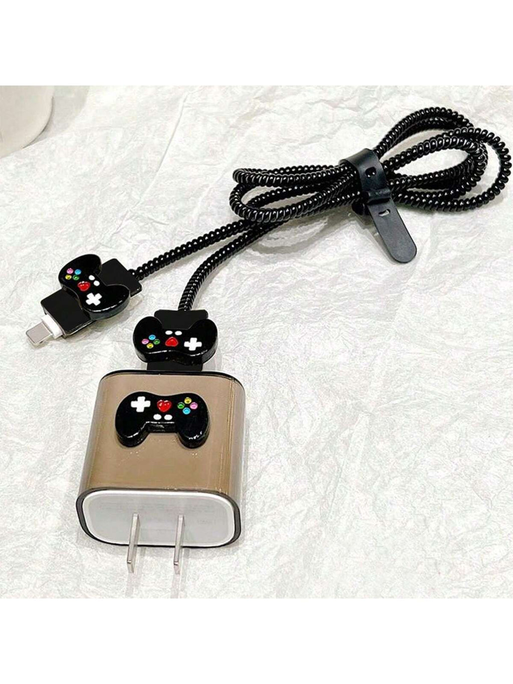 17933 1b-056 Protector de cable de controlador de videojuego negro 5 Pzas