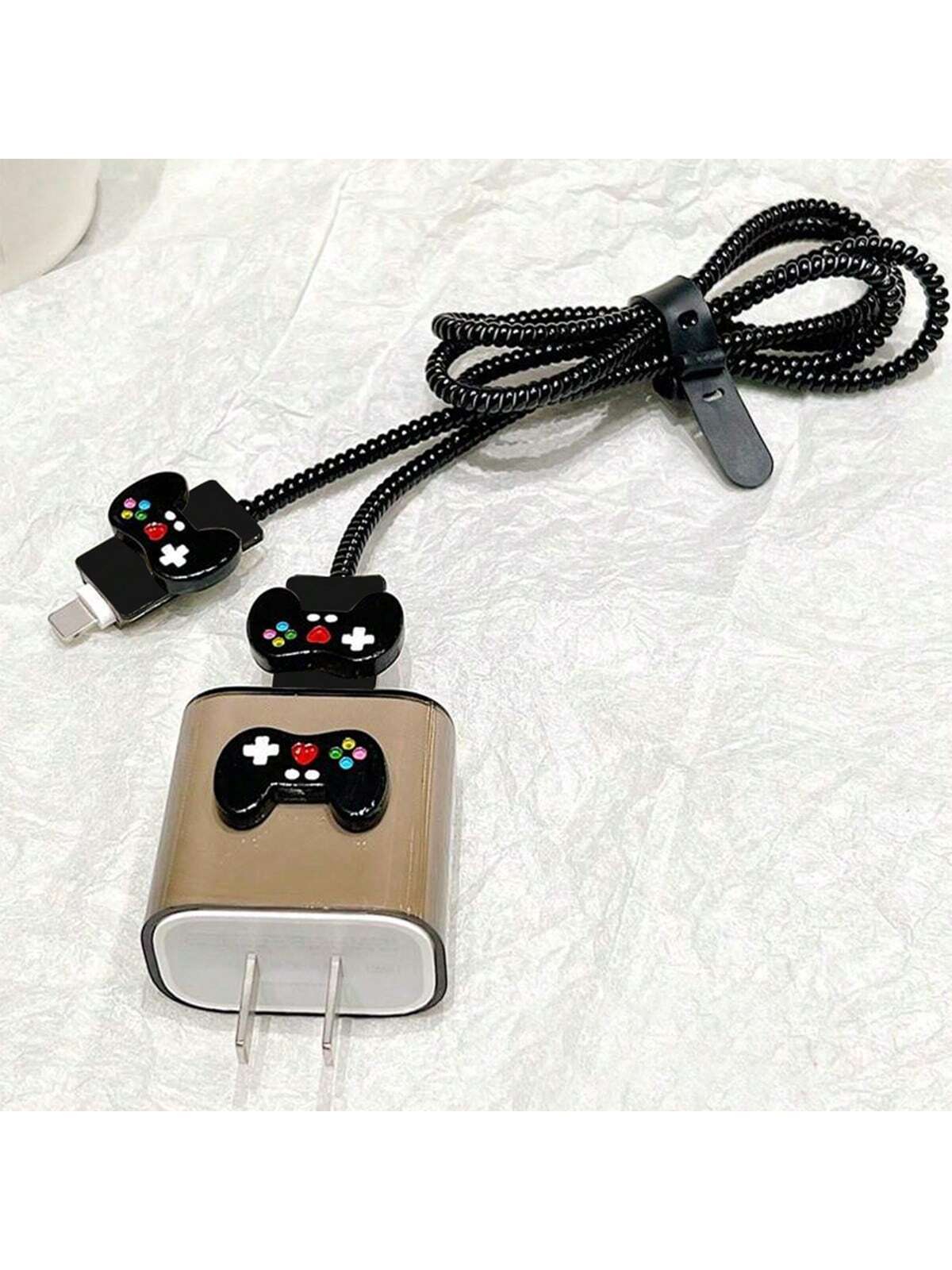 17933 1b-056 Protector de cable de controlador de videojuego negro 5 Pzas