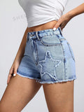 17852 1a-132 Short mezclilla con parche de estrella 1 Pza