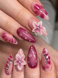 18172 1b-051 set uñas postizas de forma  floral 24 Pzas