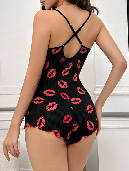 18612 1a-107 Mono de pijama diseño labios 1 Pza