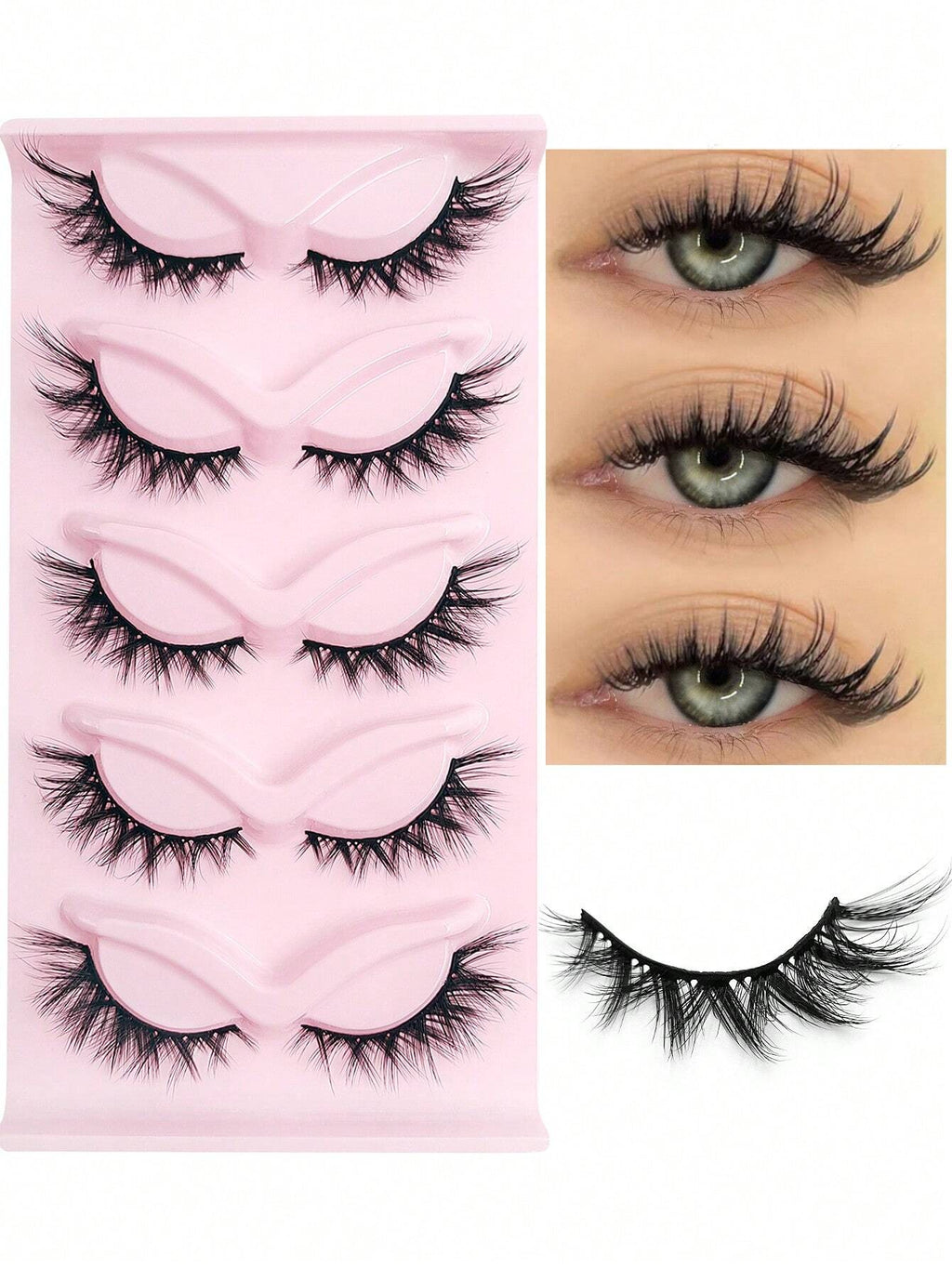 18811 1b-144 Pestañas de ojo de gato 3D 5 Pares