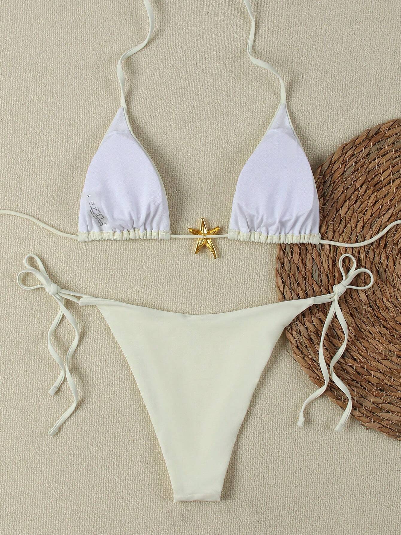 19252 1a-025 Bikini para mujer de unicolor con diseño de estrella de mar
