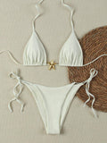 19252 1a-025 Bikini para mujer de unicolor con diseño de estrella de mar