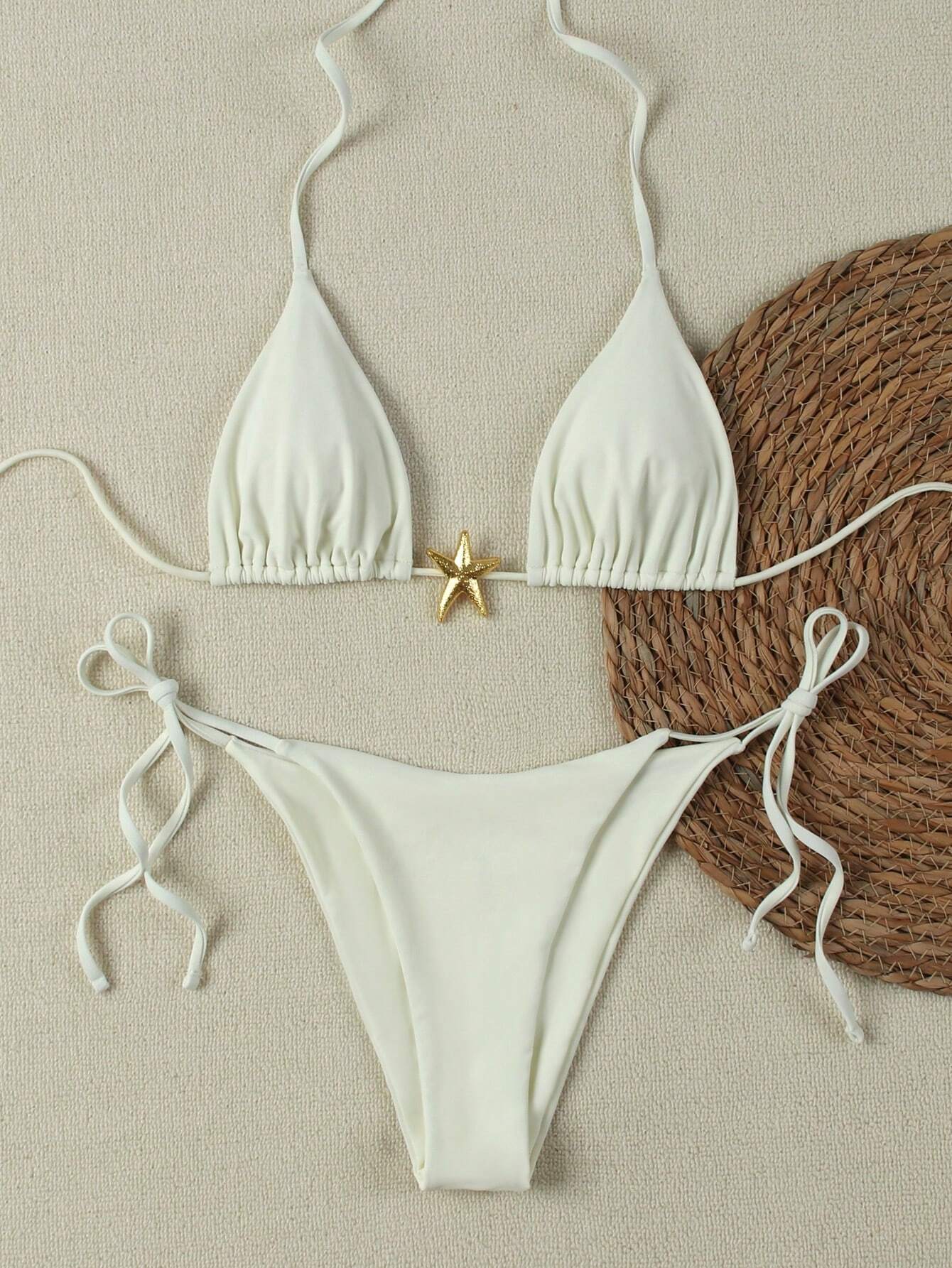 19252 1a-025 Bikini para mujer de unicolor con diseño de estrella de mar