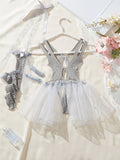19497 ID-265 Traje de encaje sensual 4 Pzas