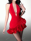 17972 1t-005 Vestido corto con cuello halter 1 Pza