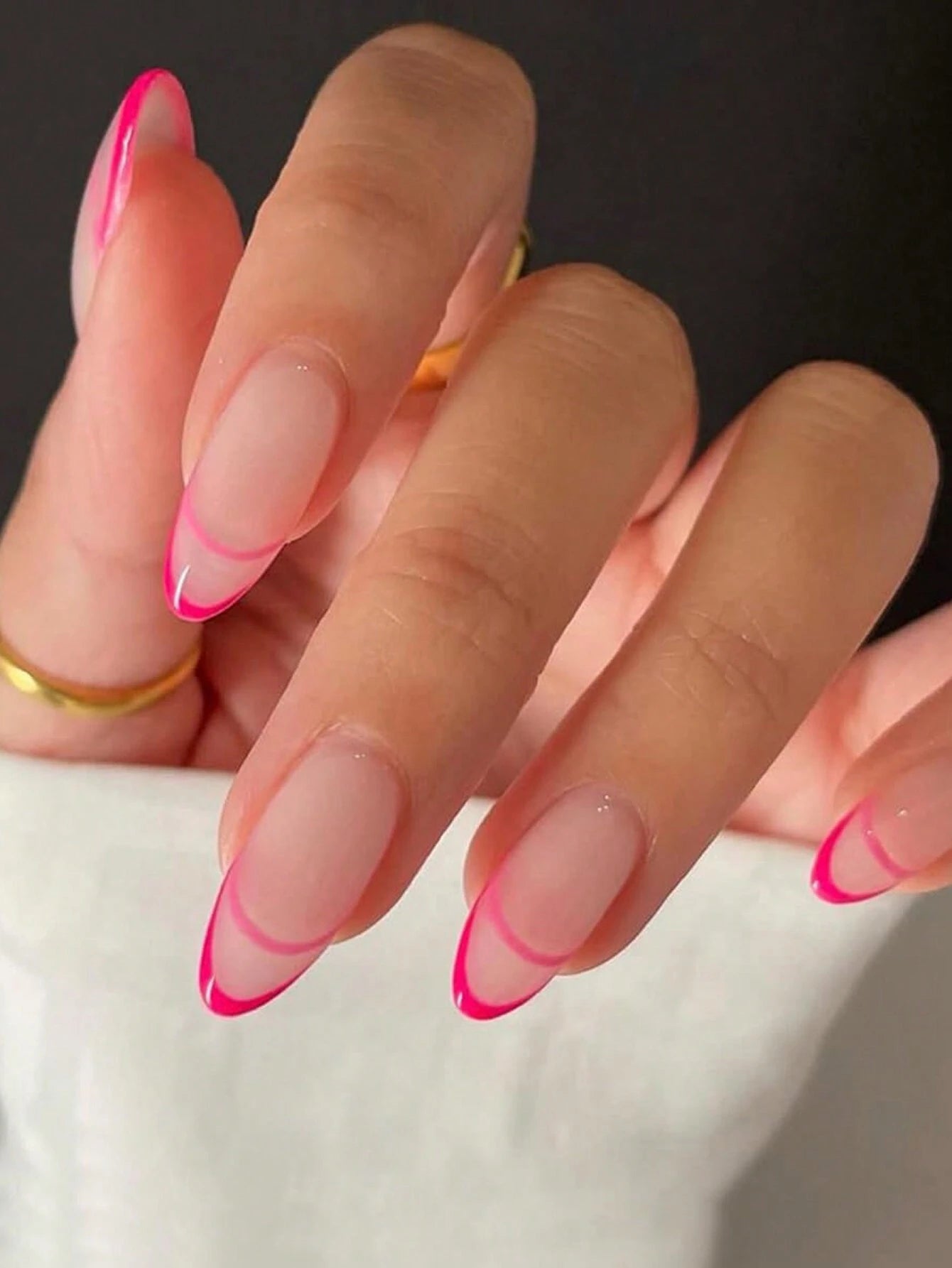 18543 1b-068 Uñas postizas cortas en color rosa almendra francés 24 Pzas