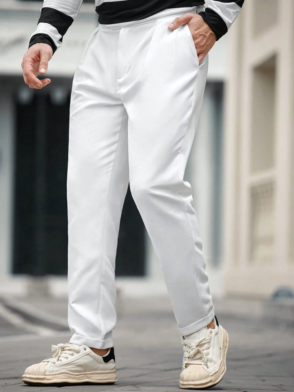 17475 1a-115 Pantalones casuales unicolor con bolsillos 1 Pza