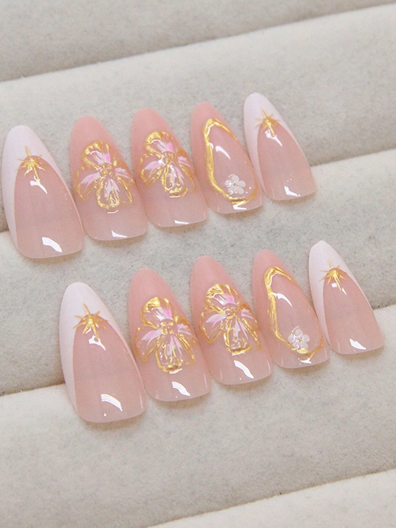 18175 1b-050 Uñas postizas estilo francés 24 Pzas