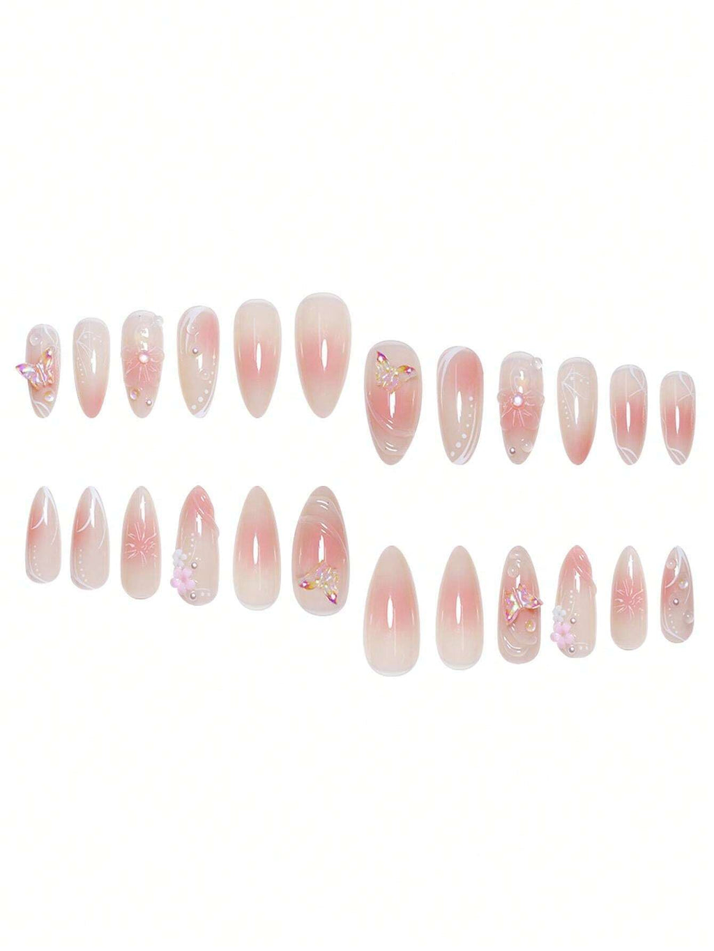 18171 1b-050 Uñas postizas diseños de flores 24 Pzas